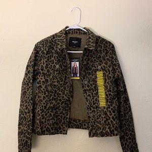 Nine West Leopard print denim jacket